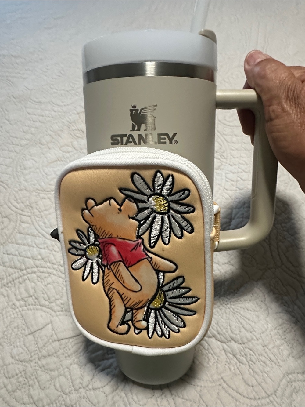 Stanley Beige Travel Mug with Winnie the Pooh Daisy Pouch - Picture 7 of 8